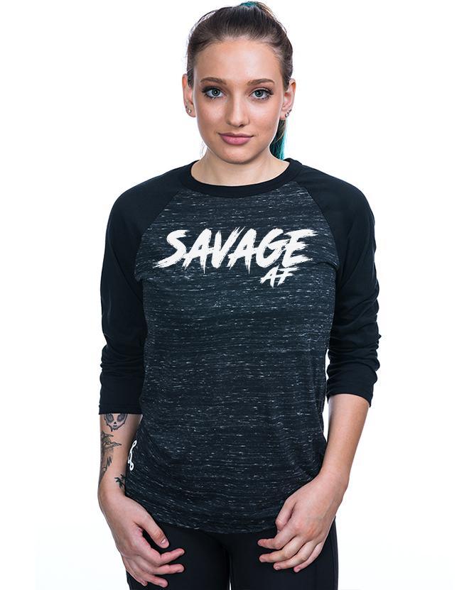 "Savage AF"- Women's 3/4 Sleeve Tri-Blend T-Shirt - Twisted Gear, Inc.